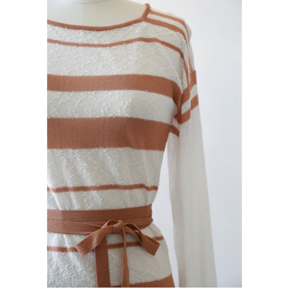 Vintage 70s Saks Fifth Avenue striped knit top | crochet knit sweater - Picture 5 of 8